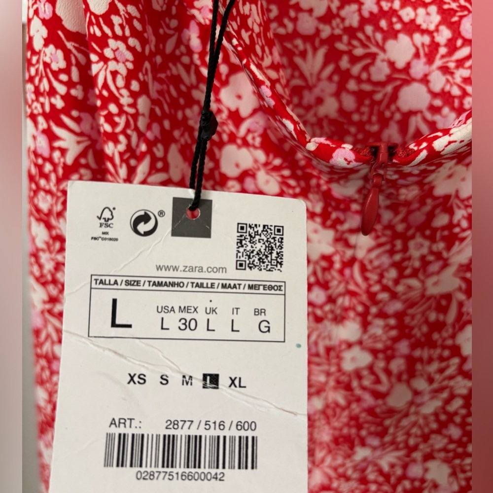 Zara Printed Corsetry-Inspired Midi Dress SZ L - Picture 6 of 14